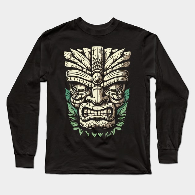 Ward Off Evil Spirits this Summer with this Tiki Mask Design by gnarly Long Sleeve T-Shirt by ChattanoogaTshirt